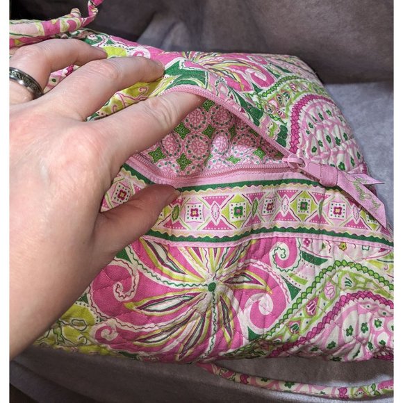 Vera Bradley Pink And Green Drawstring Quilted Backpack - Picture 4 of 5